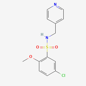 molecular formula C13H13ClN2O3S B2872542 5-chloro-2-methoxy-N-(pyridin-4-ylmethyl)benzenesulfonamide CAS No. 339360-57-5