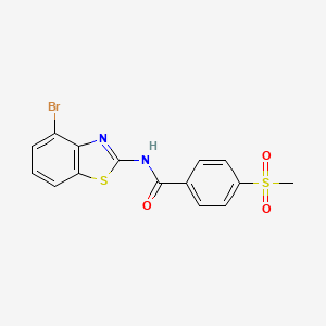 molecular formula C15H11BrN2O3S2 B2872547 N-(4-bromobenzo[d]thiazol-2-yl)-4-(methylsulfonyl)benzamide CAS No. 896360-02-4