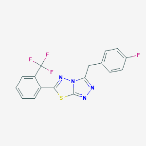 molecular formula C17H10F4N4S B287255 3-(4-Fluorobenzyl)-6-[2-(trifluoromethyl)phenyl][1,2,4]triazolo[3,4-b][1,3,4]thiadiazole 