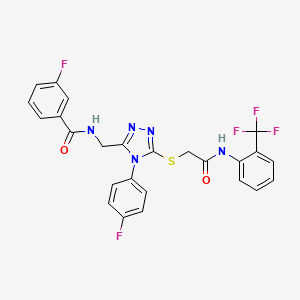 molecular formula C25H18F5N5O2S B2872555 3-氟-N-[[4-(4-氟苯基)-5-[2-氧代-2-[2-(三氟甲基)苯胺]乙基]硫代-1,2,4-三唑-3-基]甲基]苯甲酰胺 CAS No. 391915-22-3