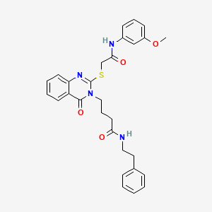 molecular formula C29H30N4O4S B2872556 4-(2-((2-((3-methoxyphenyl)amino)-2-oxoethyl)thio)-4-oxoquinazolin-3(4H)-yl)-N-phenethylbutanamide CAS No. 451465-04-6