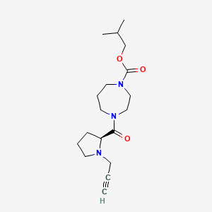 molecular formula C18H29N3O3 B2872574 2-methylpropyl 4-[(2S)-1-(prop-2-yn-1-yl)pyrrolidine-2-carbonyl]-1,4-diazepane-1-carboxylate CAS No. 1333771-91-7