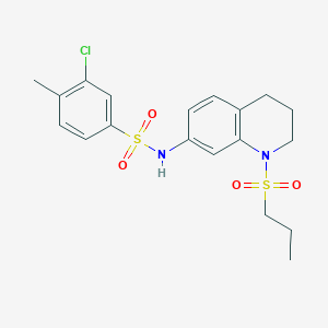 molecular formula C19H23ClN2O4S2 B2872578 3-chloro-4-methyl-N-(1-(propylsulfonyl)-1,2,3,4-tetrahydroquinolin-7-yl)benzenesulfonamide CAS No. 946226-98-8