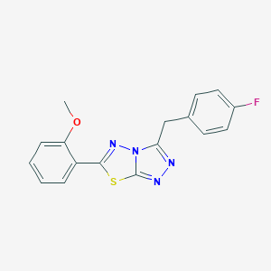 molecular formula C17H13FN4OS B287259 2-[3-(4-Fluorobenzyl)[1,2,4]triazolo[3,4-b][1,3,4]thiadiazol-6-yl]phenyl methyl ether 