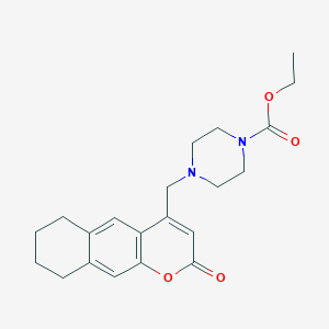 molecular formula C21H26N2O4 B2872591 Ethyl 4-[(2-oxo-6,7,8,9-tetrahydrobenzo[g]chromen-4-yl)methyl]piperazine-1-carboxylate CAS No. 850801-65-9