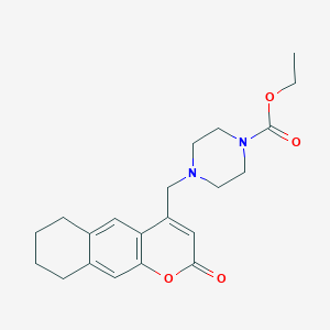 molecular formula C21H26N2O4 B2872591 ethyl 4-({2-oxo-2H,6H,7H,8H,9H-cyclohexa[g]chromen-4-yl}methyl)piperazine-1-carboxylate CAS No. 850801-65-9