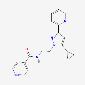 molecular formula C19H19N5O B2872597 N-(2-(5-环丙基-3-(吡啶-2-基)-1H-吡唑-1-基)乙基)异烟酰胺 CAS No. 1797976-97-6