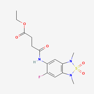 molecular formula C14H18FN3O5S B2872605 Ethyl 4-((6-fluoro-1,3-dimethyl-2,2-dioxido-1,3-dihydrobenzo[c][1,2,5]thiadiazol-5-yl)amino)-4-oxobutanoate CAS No. 2034242-23-2