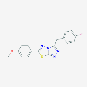 molecular formula C17H13FN4OS B287261 3-[(4-Fluorophenyl)methyl]-6-(4-methoxyphenyl)-[1,2,4]triazolo[3,4-b][1,3,4]thiadiazole 