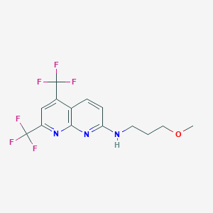molecular formula C14H13F6N3O B2872611 N-(3-methoxypropyl)-5,7-bis(trifluoromethyl)-1,8-naphthyridin-2-amine CAS No. 477851-74-4