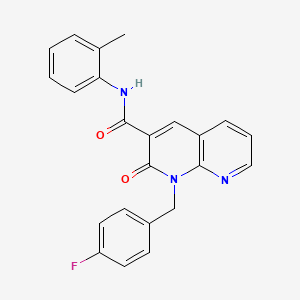 molecular formula C23H18FN3O2 B2872619 1-(4-fluorobenzyl)-2-oxo-N-(o-tolyl)-1,2-dihydro-1,8-naphthyridine-3-carboxamide CAS No. 946252-01-3