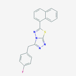 molecular formula C20H13FN4S B287262 3-(4-Fluorobenzyl)-6-(1-naphthyl)[1,2,4]triazolo[3,4-b][1,3,4]thiadiazole 