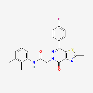 molecular formula C22H19FN4O2S B2872620 N-(2,3-二甲苯基)-2-(7-(4-氟苯基)-2-甲基-4-氧代噻唑并[4,5-d]哒嗪-5(4H)-基)乙酰胺 CAS No. 941897-85-4