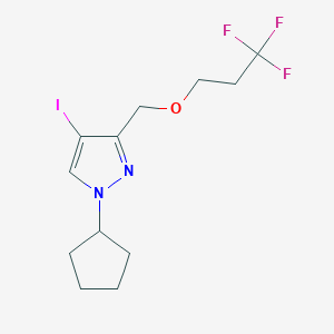 molecular formula C12H16F3IN2O B2872626 1-cyclopentyl-4-iodo-3-[(3,3,3-trifluoropropoxy)methyl]-1H-pyrazole CAS No. 1855950-18-3