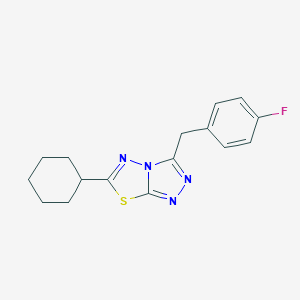 molecular formula C16H17FN4S B287263 6-Cyclohexyl-3-(4-fluorobenzyl)[1,2,4]triazolo[3,4-b][1,3,4]thiadiazole 