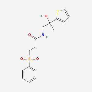 molecular formula C16H19NO4S2 B2872631 N-(2-hydroxy-2-(thiophen-2-yl)propyl)-3-(phenylsulfonyl)propanamide CAS No. 1351642-04-0