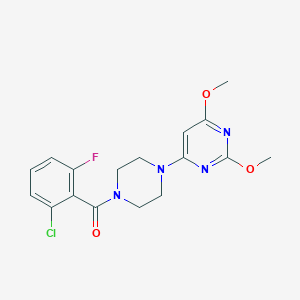 molecular formula C17H18ClFN4O3 B2872635 (2-氯-6-氟苯基)(4-(2,6-二甲氧基嘧啶-4-基)哌嗪-1-基)甲酮 CAS No. 1021073-61-9