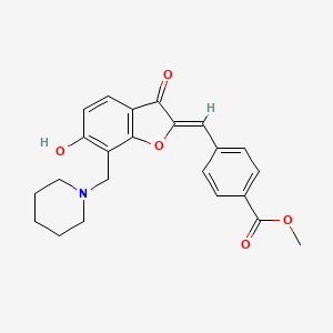 molecular formula C23H23NO5 B2872638 (Z)-methyl 4-((6-hydroxy-3-oxo-7-(piperidin-1-ylmethyl)benzofuran-2(3H)-ylidene)methyl)benzoate CAS No. 869077-38-3