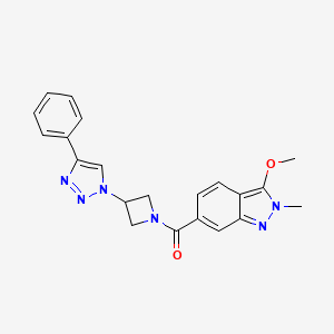 molecular formula C21H20N6O2 B2872648 (3-甲氧基-2-甲基-2H-吲唑-6-基)(3-(4-苯基-1H-1,2,3-三唑-1-基)氮杂环丁-1-基)甲苯酮 CAS No. 2034425-56-2