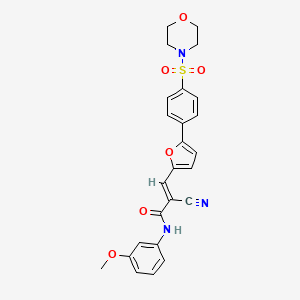 molecular formula C25H23N3O6S B2872654 (E)-2-cyano-N-(3-methoxyphenyl)-3-[5-(4-morpholin-4-ylsulfonylphenyl)furan-2-yl]prop-2-enamide CAS No. 742113-19-5