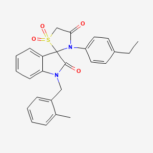 molecular formula C26H24N2O4S B2872655 3'-(4-Ethylphenyl)-1-[(2-methylphenyl)methyl]-1,2-dihydrospiro[indole-3,2'-[1lambda6,3]thiazolidine]-1',1',2,4'-tetrone CAS No. 941970-56-5