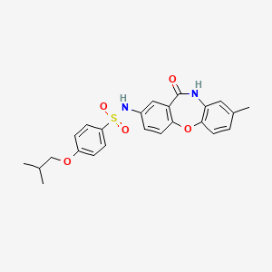 molecular formula C24H24N2O5S B2872682 4-isobutoxy-N-(8-methyl-11-oxo-10,11-dihydrodibenzo[b,f][1,4]oxazepin-2-yl)benzenesulfonamide CAS No. 922089-13-2