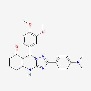 molecular formula C25H27N5O3 B2872685 9-(3,4-dimethoxyphenyl)-2-(4-(dimethylamino)phenyl)-5,6,7,9-tetrahydro-[1,2,4]triazolo[5,1-b]quinazolin-8(4H)-one CAS No. 540477-42-7