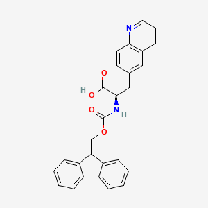 molecular formula C27H22N2O4 B2872697 (R)-2-((((9H-fluoren-9-yl)methoxy)carbonyl)amino)-3-(quinolin-6-yl)propanoic acid CAS No. 1998596-44-3