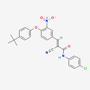 molecular formula C26H22ClN3O4 B2872704 (E)-3-[4-(4-tert-butylphenoxy)-3-nitrophenyl]-N-(4-chlorophenyl)-2-cyanoprop-2-enamide CAS No. 727713-86-2