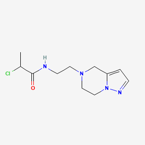 molecular formula C11H17ClN4O B2872729 2-Chloro-N-[2-(6,7-dihydro-4H-pyrazolo[1,5-a]pyrazin-5-yl)ethyl]propanamide CAS No. 2411243-24-6