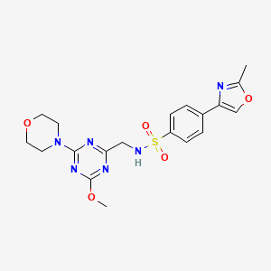 molecular formula C19H22N6O5S B2872736 N-((4-甲氧基-6-吗啉-1,3,5-三嗪-2-基)甲基)-4-(2-甲基恶唑-4-基)苯磺酰胺 CAS No. 2034412-72-9