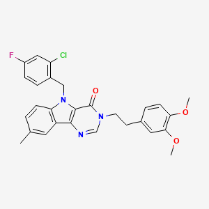 molecular formula C28H25ClFN3O3 B2872746 5-(2-氯-4-氟苄基)-3-(3,4-二甲氧基苯乙基)-8-甲基-3H-嘧啶并[5,4-b]吲哚-4(5H)-酮 CAS No. 1189470-79-8