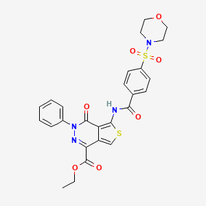 molecular formula C26H24N4O7S2 B2872763 5-(4-(吗啉磺酰基)苯甲酰胺基)-4-氧代-3-苯基-3,4-二氢噻吩并[3,4-d]哒嗪-1-甲酸乙酯 CAS No. 851947-72-3