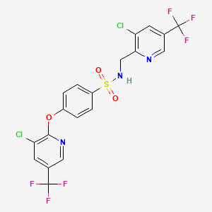 molecular formula C19H11Cl2F6N3O3S B2872783 N-{[3-chloro-5-(trifluoromethyl)pyridin-2-yl]methyl}-4-{[3-chloro-5-(trifluoromethyl)pyridin-2-yl]oxy}benzene-1-sulfonamide CAS No. 2059511-68-9