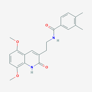 molecular formula C22H24N2O4 B2872784 N-[2-(5,8-dimethoxy-2-oxo-1H-quinolin-3-yl)ethyl]-3,4-dimethylbenzamide CAS No. 851403-81-1