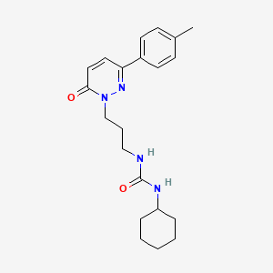 molecular formula C21H28N4O2 B2872785 1-cyclohexyl-3-(3-(6-oxo-3-(p-tolyl)pyridazin-1(6H)-yl)propyl)urea CAS No. 1021217-46-8