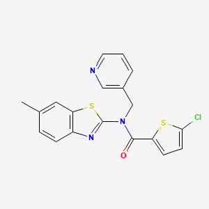 molecular formula C19H14ClN3OS2 B2872795 5-chloro-N-(6-methyl-1,3-benzothiazol-2-yl)-N-(pyridin-3-ylmethyl)thiophene-2-carboxamide CAS No. 895007-24-6