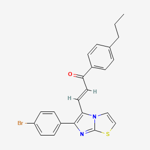 molecular formula C23H19BrN2OS B2872797 (E)-3-[6-(4-bromophenyl)imidazo[2,1-b][1,3]thiazol-5-yl]-1-(4-propylphenyl)-2-propen-1-one CAS No. 691887-88-4