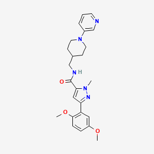 molecular formula C24H29N5O3 B2872799 3-(2,5-dimethoxyphenyl)-1-methyl-N-((1-(pyridin-3-yl)piperidin-4-yl)methyl)-1H-pyrazole-5-carboxamide CAS No. 2034378-69-1