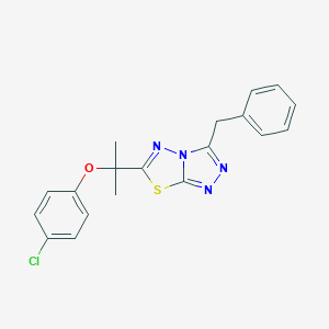 molecular formula C19H17ClN4OS B287282 1-(3-Benzyl[1,2,4]triazolo[3,4-b][1,3,4]thiadiazol-6-yl)-1-methylethyl 4-chlorophenyl ether 