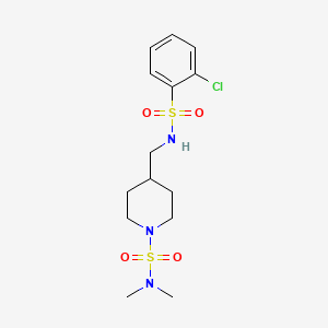 molecular formula C14H22ClN3O4S2 B2872826 4-((2-chlorophenylsulfonamido)methyl)-N,N-dimethylpiperidine-1-sulfonamide CAS No. 2034356-95-9