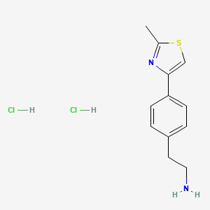 molecular formula C12H16Cl2N2S B2872831 2-[4-(2-Methyl-1,3-thiazol-4-yl)phenyl]ethan-1-amine dihydrochloride CAS No. 1052541-72-6