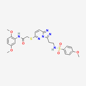 molecular formula C24H26N6O6S2 B2872839 N-(2,5-Dimethoxyphenyl)-2-({3-[2-(4-methoxybenzenesulfonamido)ethyl]-[1,2,4]triazolo[4,3-B]pyridazin-6-YL}sulfanyl)acetamide CAS No. 873001-87-7