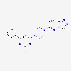 molecular formula C18H23N9 B2872840 2-Methyl-4-(pyrrolidin-1-yl)-6-(4-{[1,2,4]triazolo[4,3-b]pyridazin-6-yl}piperazin-1-yl)pyrimidine CAS No. 2415454-70-3