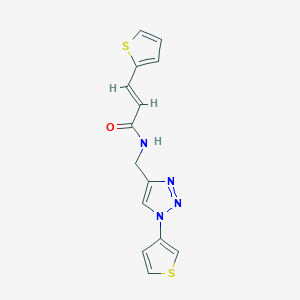 molecular formula C14H12N4OS2 B2872847 (E)-3-(噻吩-2-基)-N-((1-(噻吩-3-基)-1H-1,2,3-三唑-4-基)甲基)丙烯酰胺 CAS No. 2035007-92-0