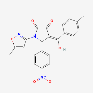 molecular formula C22H17N3O6 B2872858 3-hydroxy-4-(4-methylbenzoyl)-1-(5-methylisoxazol-3-yl)-5-(4-nitrophenyl)-1H-pyrrol-2(5H)-one CAS No. 618874-21-8