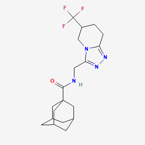 molecular formula C19H25F3N4O B2872859 (3r,5r,7r)-N-((6-(trifluoromethyl)-5,6,7,8-tetrahydro-[1,2,4]triazolo[4,3-a]pyridin-3-yl)methyl)adamantane-1-carboxamide CAS No. 2034293-66-6