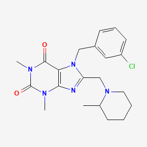 molecular formula C21H26ClN5O2 B2872860 7-[(3-Chlorophenyl)methyl]-1,3-dimethyl-8-[(2-methylpiperidin-1-yl)methyl]purine-2,6-dione CAS No. 851939-97-4