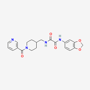molecular formula C21H22N4O5 B2872863 N1-(benzo[d][1,3]dioxol-5-yl)-N2-((1-nicotinoylpiperidin-4-yl)methyl)oxalamide CAS No. 1396573-42-4