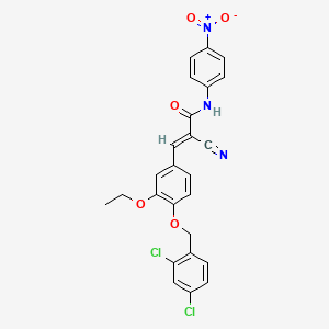 molecular formula C25H19Cl2N3O5 B2872881 (E)-2-cyano-3-[4-[(2,4-dichlorophenyl)methoxy]-3-ethoxyphenyl]-N-(4-nitrophenyl)prop-2-enamide CAS No. 522604-07-5